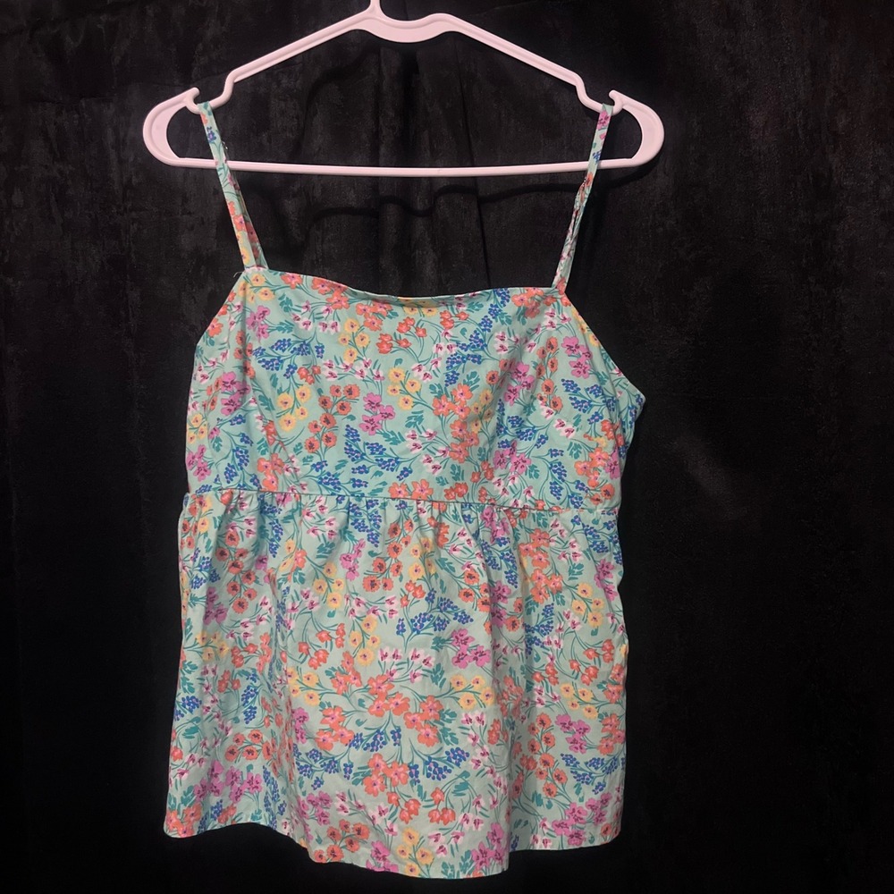 J.Crew Re-Imagined‎ Floral Tie Back Camisole Top Mint Green Pink Orange 6